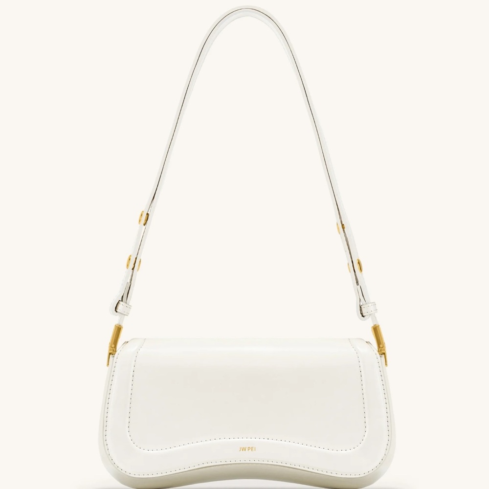 JW PEI White Crescent Shoulder Bag with Gold Hardware
